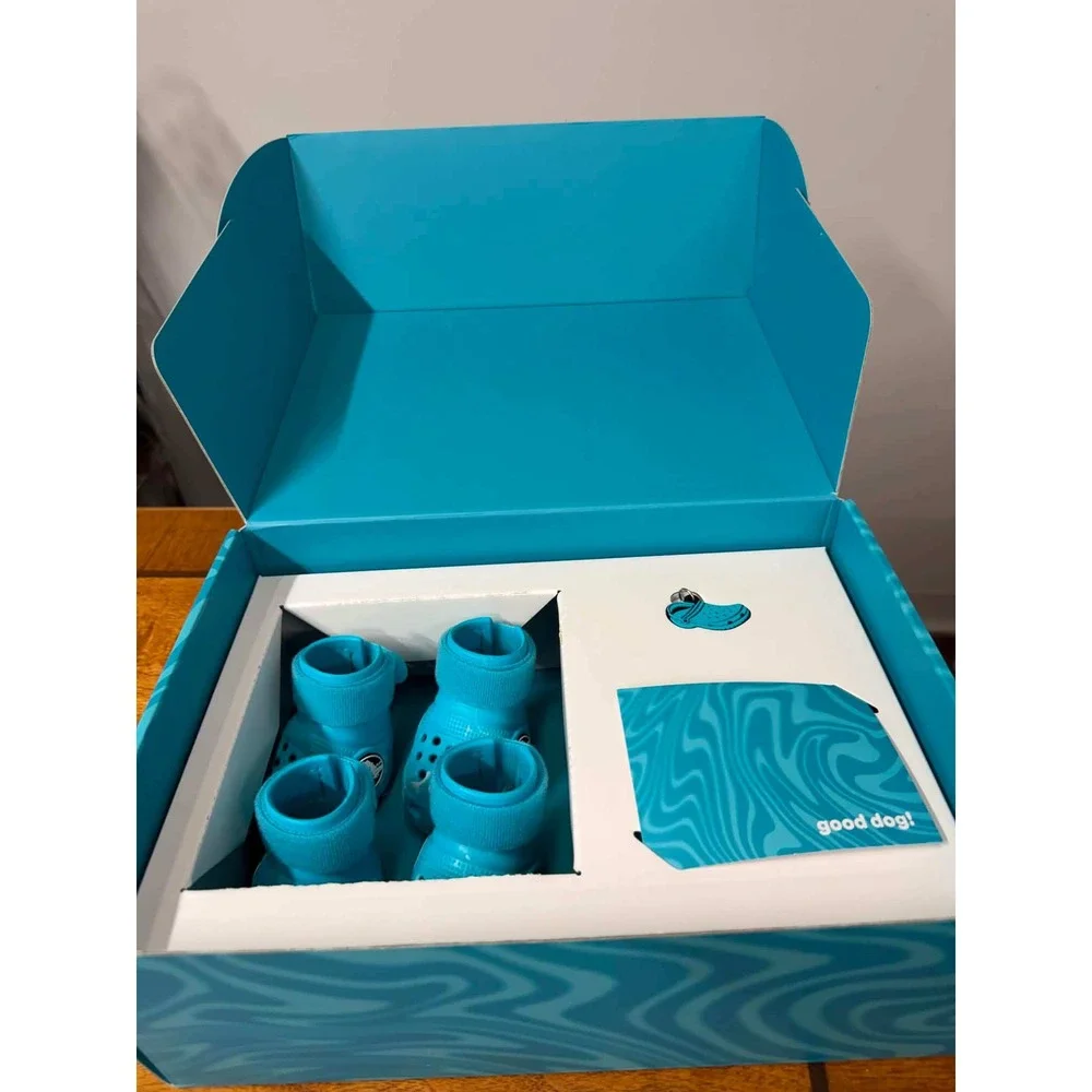 Bark x Crocs Pet Dog Shoes Blue Marble Pattern Booties Set of 4 Size Medium